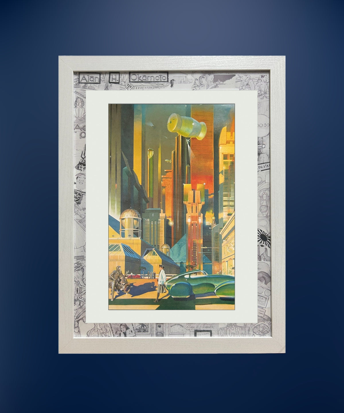 Orange City framed print on a deep blue wall