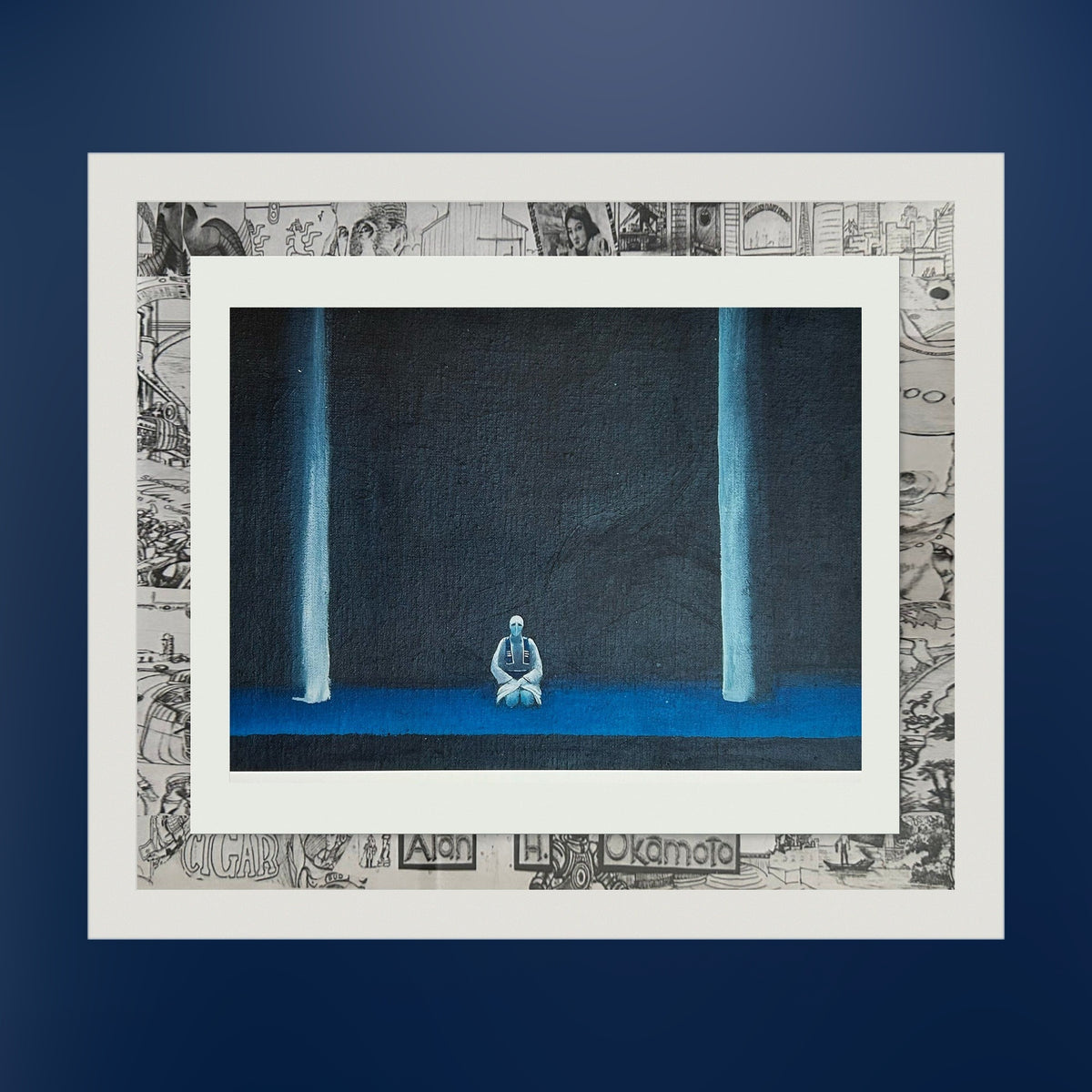 The Ionian framed print on a deep blue wall